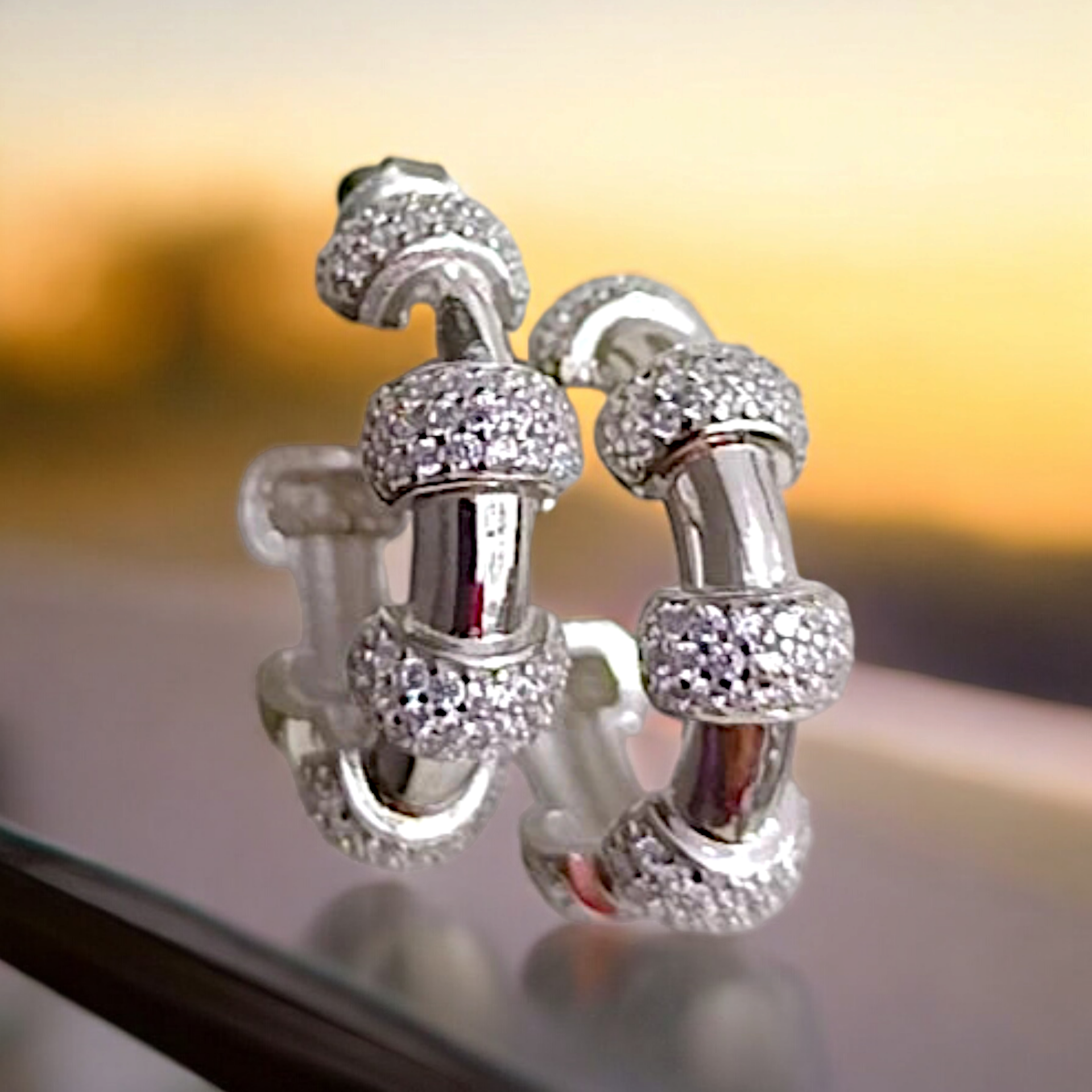 Tiffany Model, Altın Rodajlı Gümüş Halka Küpe