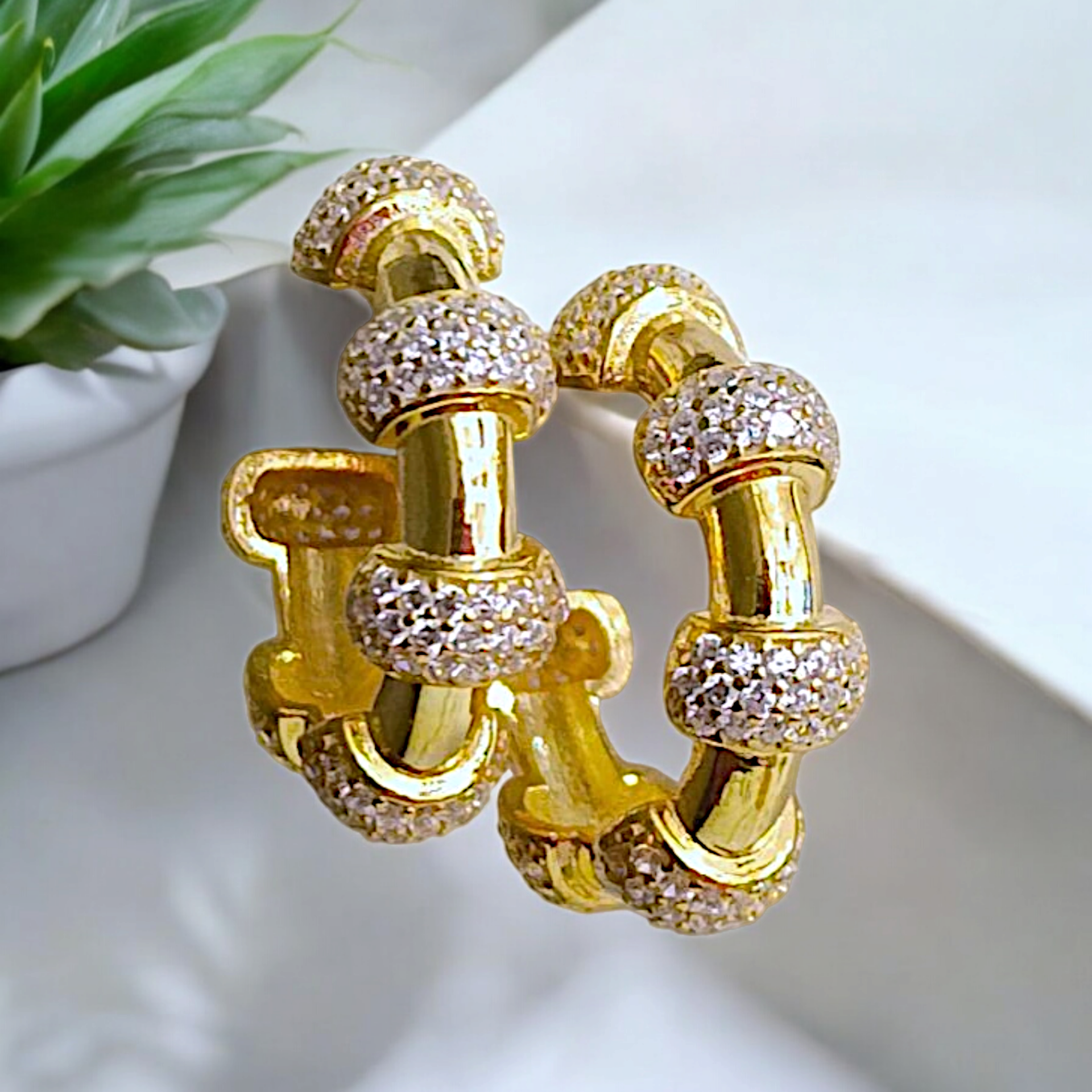 Tiffany Model Swarovski Taşlı Gümüş Halka Küpe