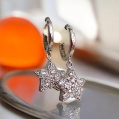 Swarovski Taşlı İthal Yıldız Gümüş Küpe