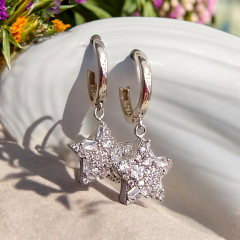 Swarovski Taşlı İthal Yıldız Gümüş Küpe