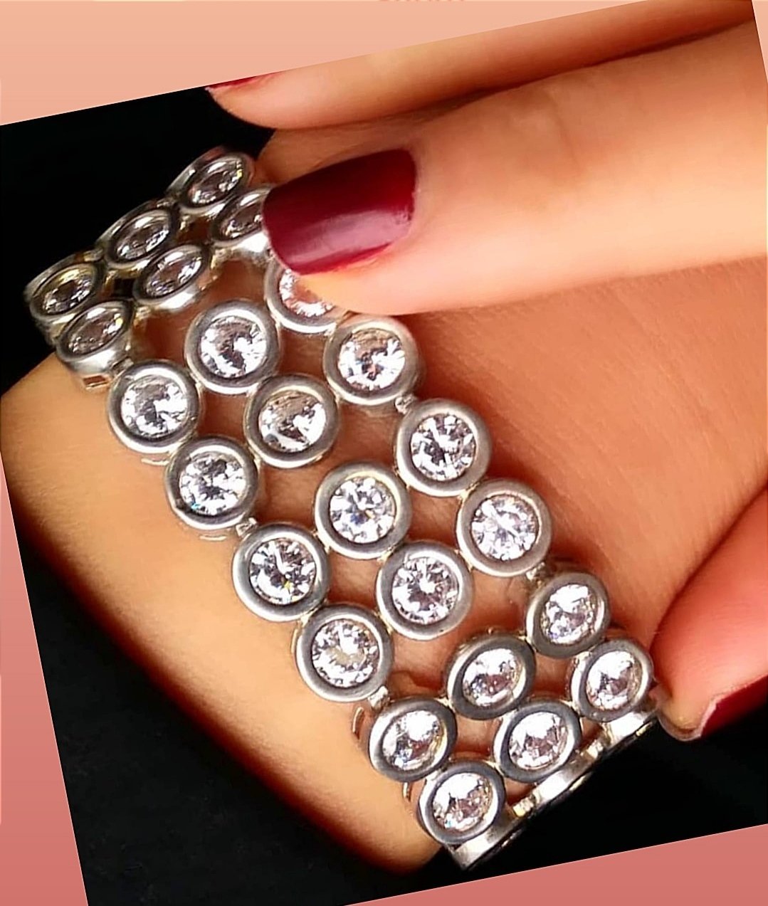 Swarovski  Taşlı  Altın Kaplamalı Suyolu Gümüş Bileklik