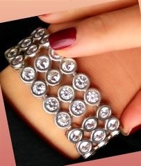 Swarovski  Taşlı  Altın Kaplamalı Suyolu Gümüş Bileklik