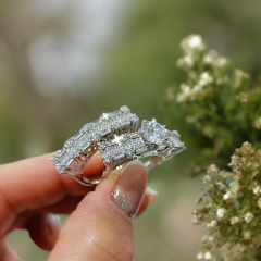 Swarovski Taşlı, Altın Kaplamalı,İthal Gümüş Yüzük set