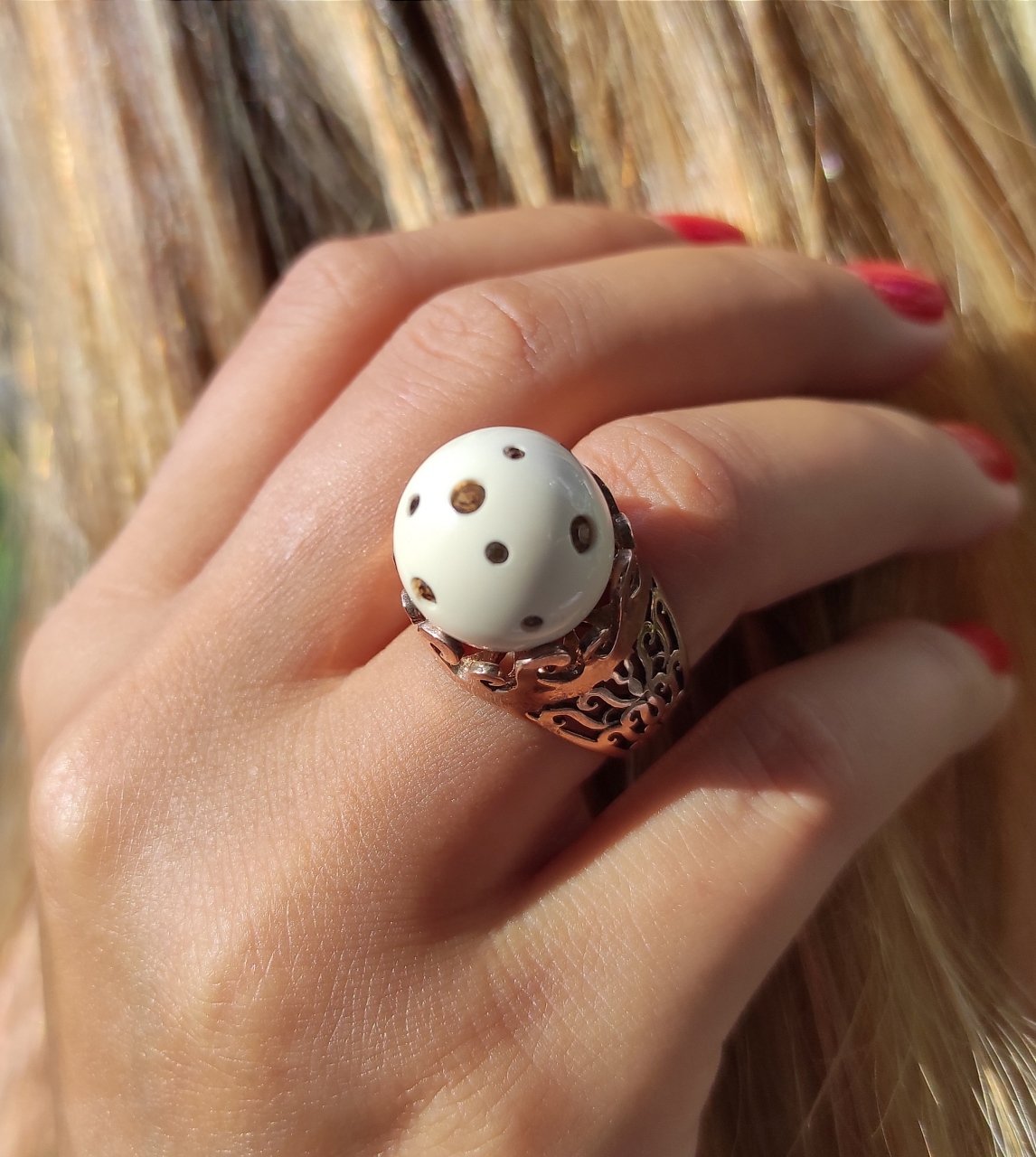 Oniks Taşlı İthal Rose Gümüş Yüzük