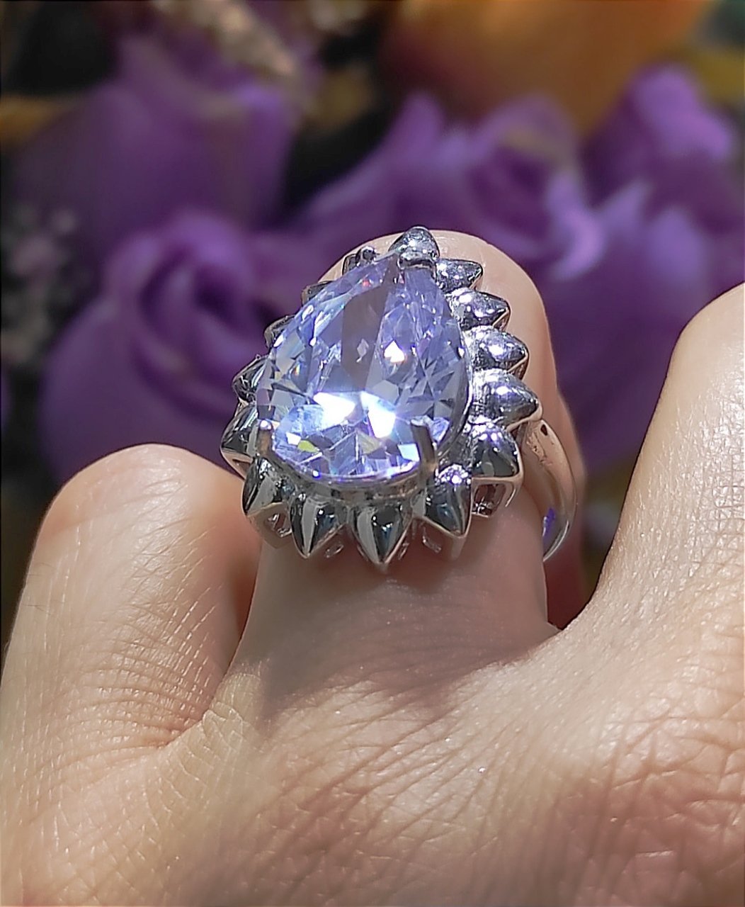 Swarovski Taşlı Altın Kaplamalı Gümüş Yüzük
