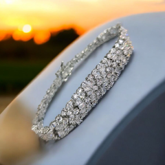 Mozanit ve Swarovski Taşlı Altın Rodajlı Gümüş Bileklik