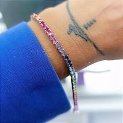 Swarovski Renkli Taşlı Altın Rodajlı Suyolu Bileklik