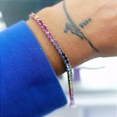 Swarovski Renkli Taşlı Altın Rodajlı Suyolu Bileklik