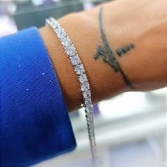 Süzme mozanit Taşlı Altın Rodajlı Gümüş Suyolu Bileklik