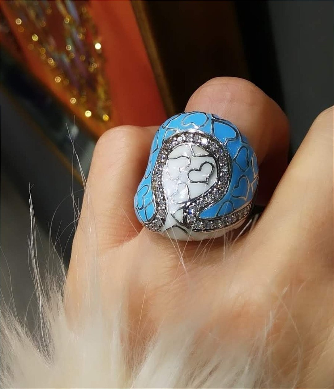 Fruze Mineli Tasarım İthal Gümüş Yüzük