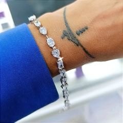 Mozanit Taşlı Tasarım İthal Gümüş Suyolu Bileklik