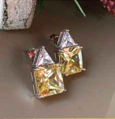 Sitrin Taşlı İthal altın kaplamalı  Gümüş Küpe