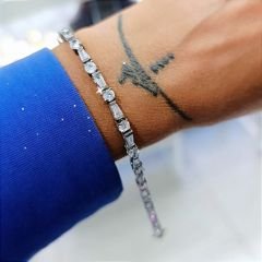 swarovski  Taşlı Bagety Tasarım İthal Gümüş Suyolu Bileklik