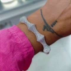 Swarovski Taşlı Altın Rodajlı İthal Gümüş Bilezik