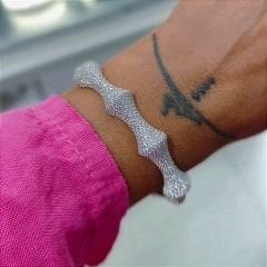 Swarovski Taşlı Altın Rodajlı İthal Gümüş Bilezik