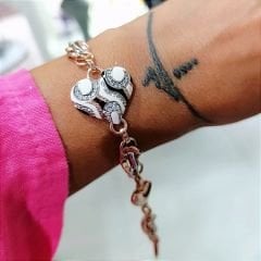 Sedef Taşlı İthal Rose Gümüş Kalpli Bileklik