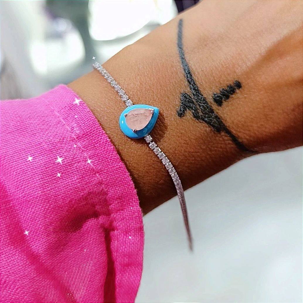 Akuamarin ve sedef Taşlı İthal Suyolu Bileklik