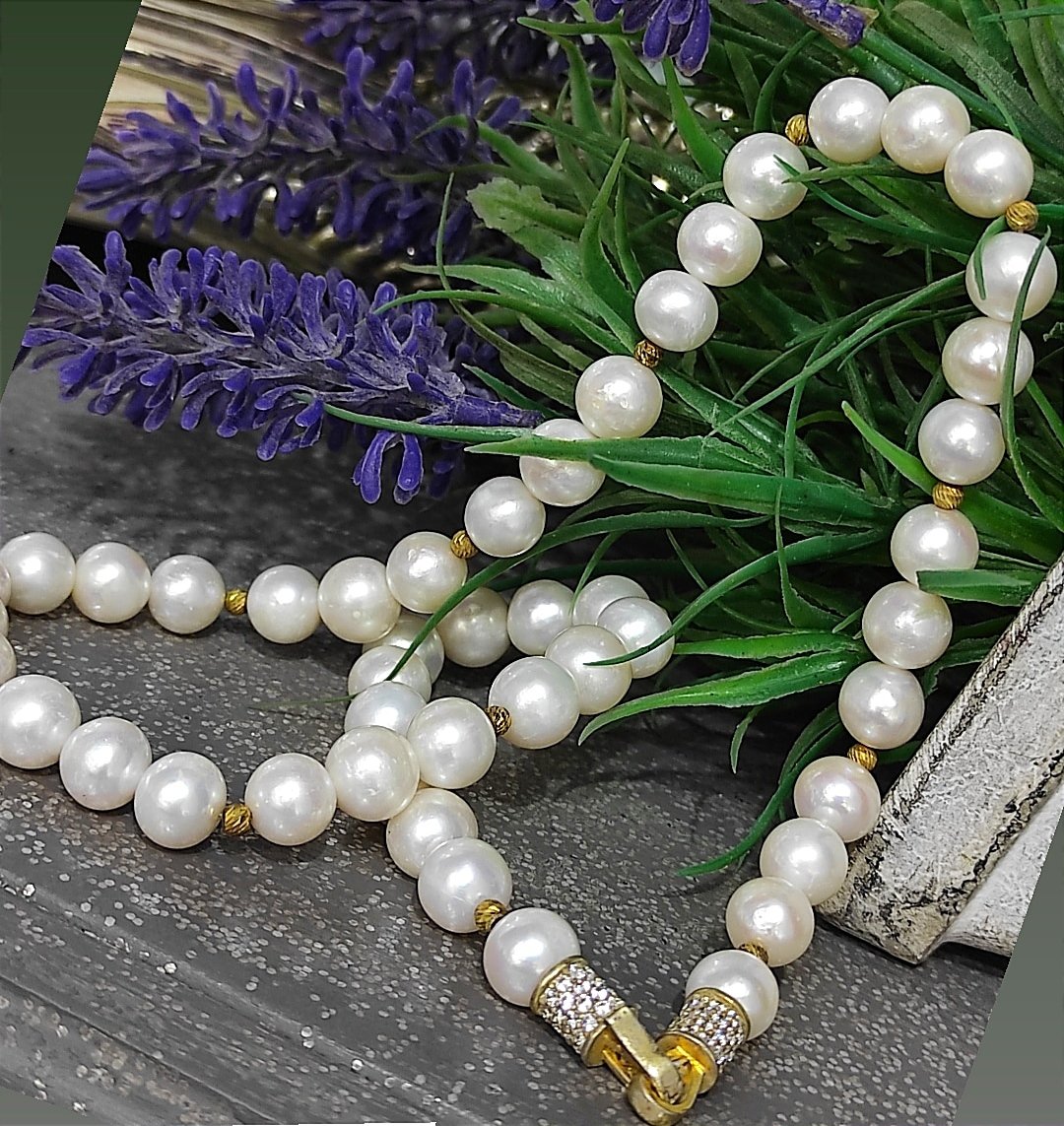 İnci Taşlı Altın Kaplamalı tek tasarım Gümüş Kolye