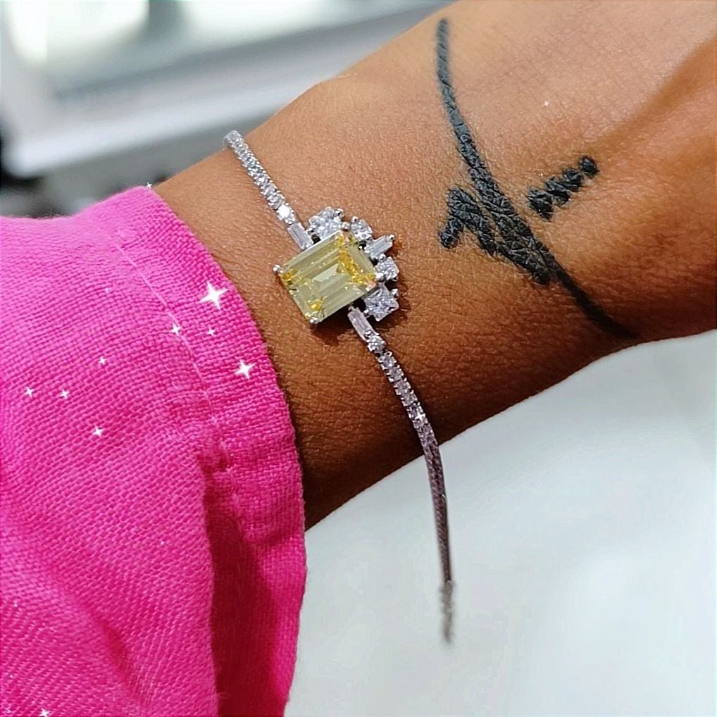 Sitrin Taşlı İthal Gümüş suyolu Bileklik