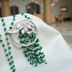 Akik Taşlı Tek Tasarım el işi  Gümüş Kolye