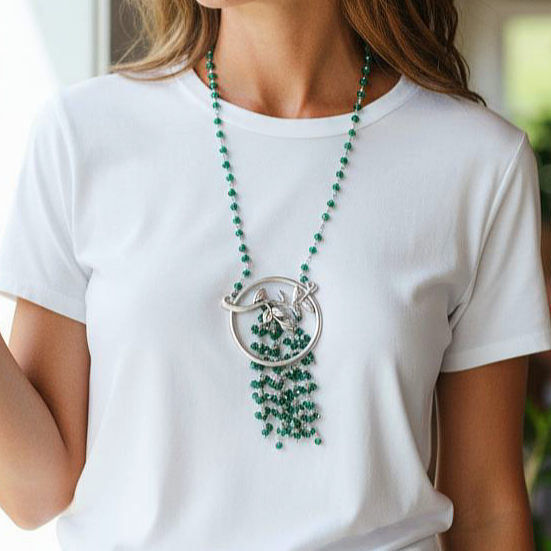 Akik Taşlı Tek Tasarım el işi  Gümüş Kolye