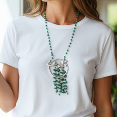 Akik Taşlı Tek Tasarım el işi  Gümüş Kolye