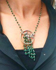 Akik Taşlı Tek Tasarım el işi  Gümüş Kolye