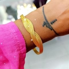 Altın Kaplamalı Hasır örgü Gümüş Bileklik