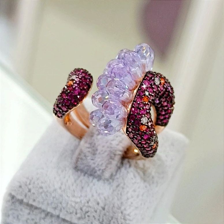 Ametist Taşlı Rose İthal Tek Tasarım Gümüş Yüzük