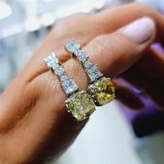 Sitrin Bagety Taşlı Altın Rodajlı İthal Gümüş Küpe