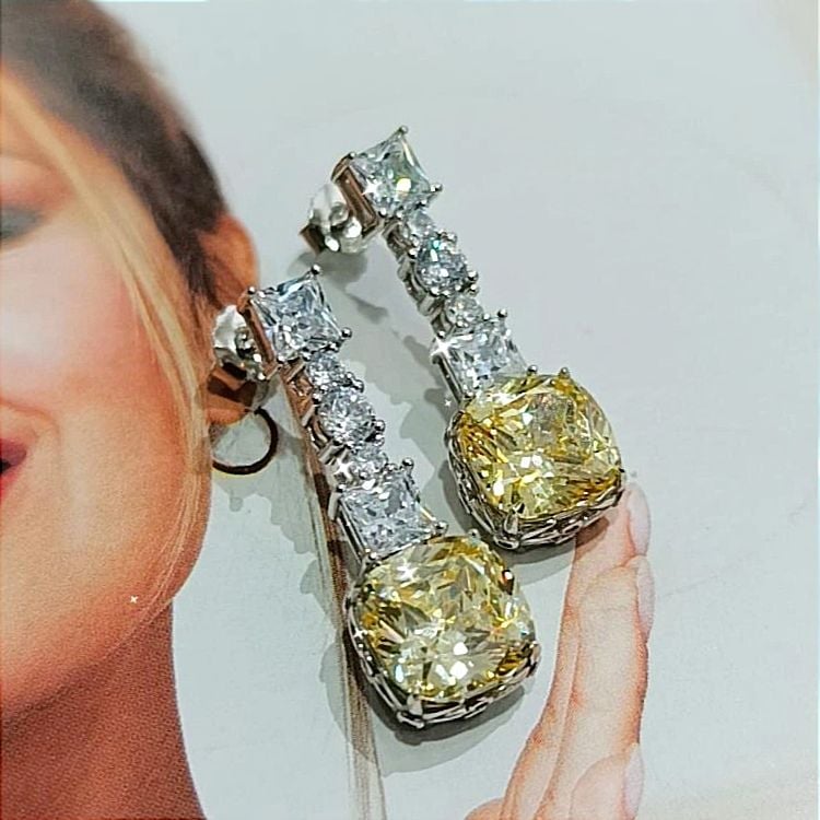 Sitrin Bagety Taşlı Altın Rodajlı İthal Gümüş Küpe