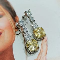 Sitrin Bagety Taşlı Altın Rodajlı İthal Gümüş Küpe