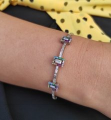 Swarovski Taşlın Altın Kaplamalı Gümüş Bilezik