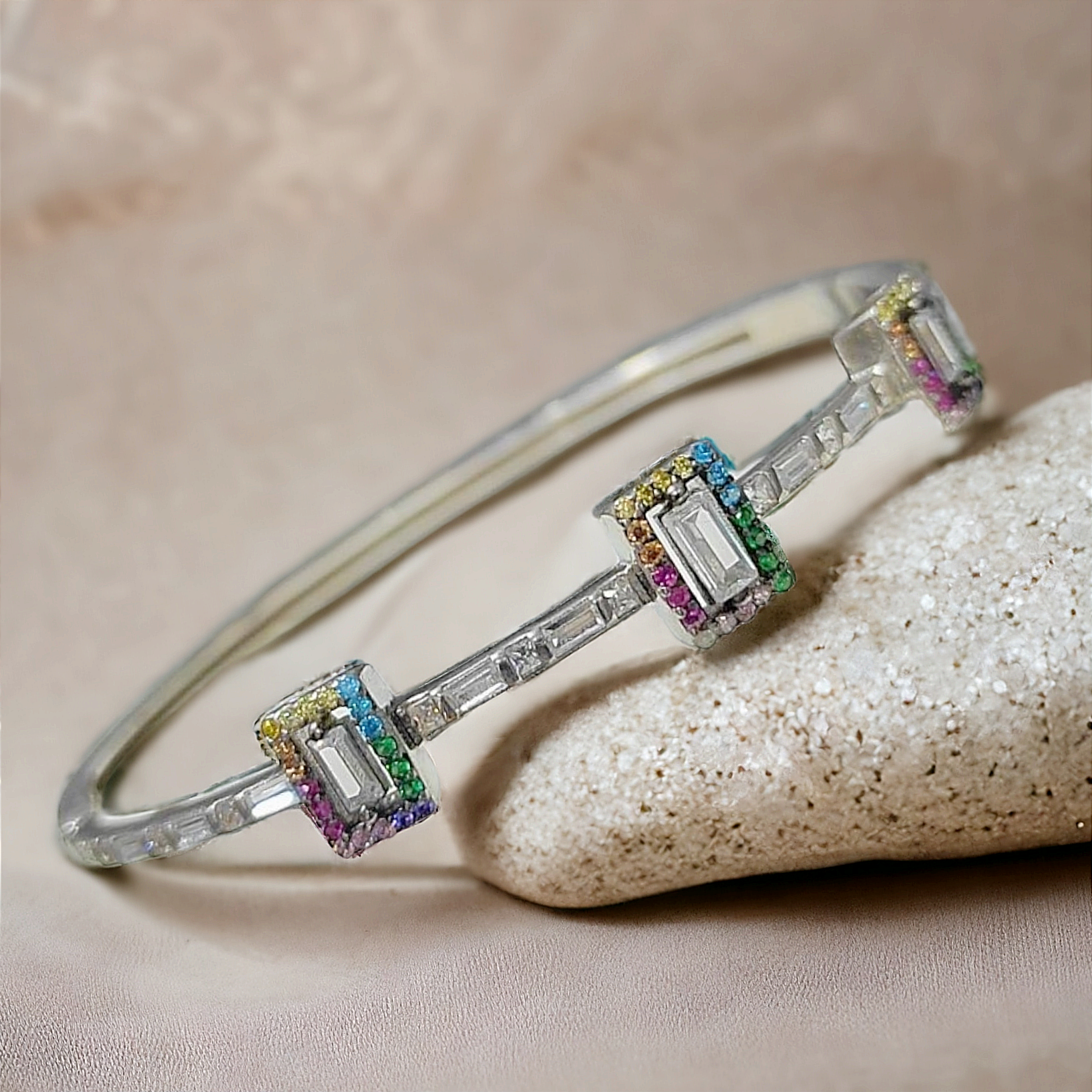 Swarovski Taşlın Altın Kaplamalı Gümüş Bilezik