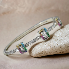 Swarovski Taşlın Altın Kaplamalı Gümüş Bilezik