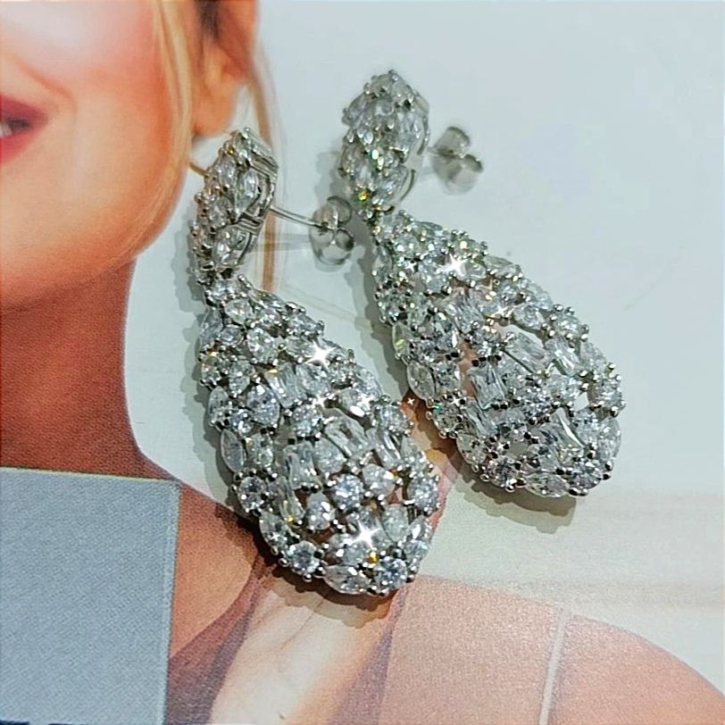 Swarovski Taşlı Altın Kaplamalı Gümüş Küpe