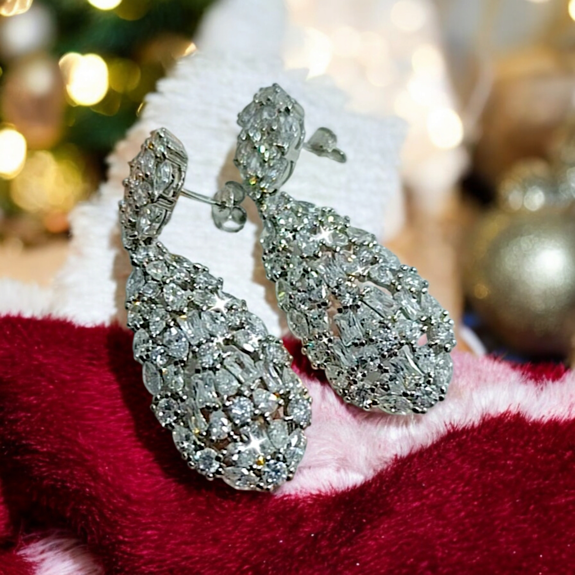 Swarovski Taşlı Altın Kaplamalı Gümüş Küpe