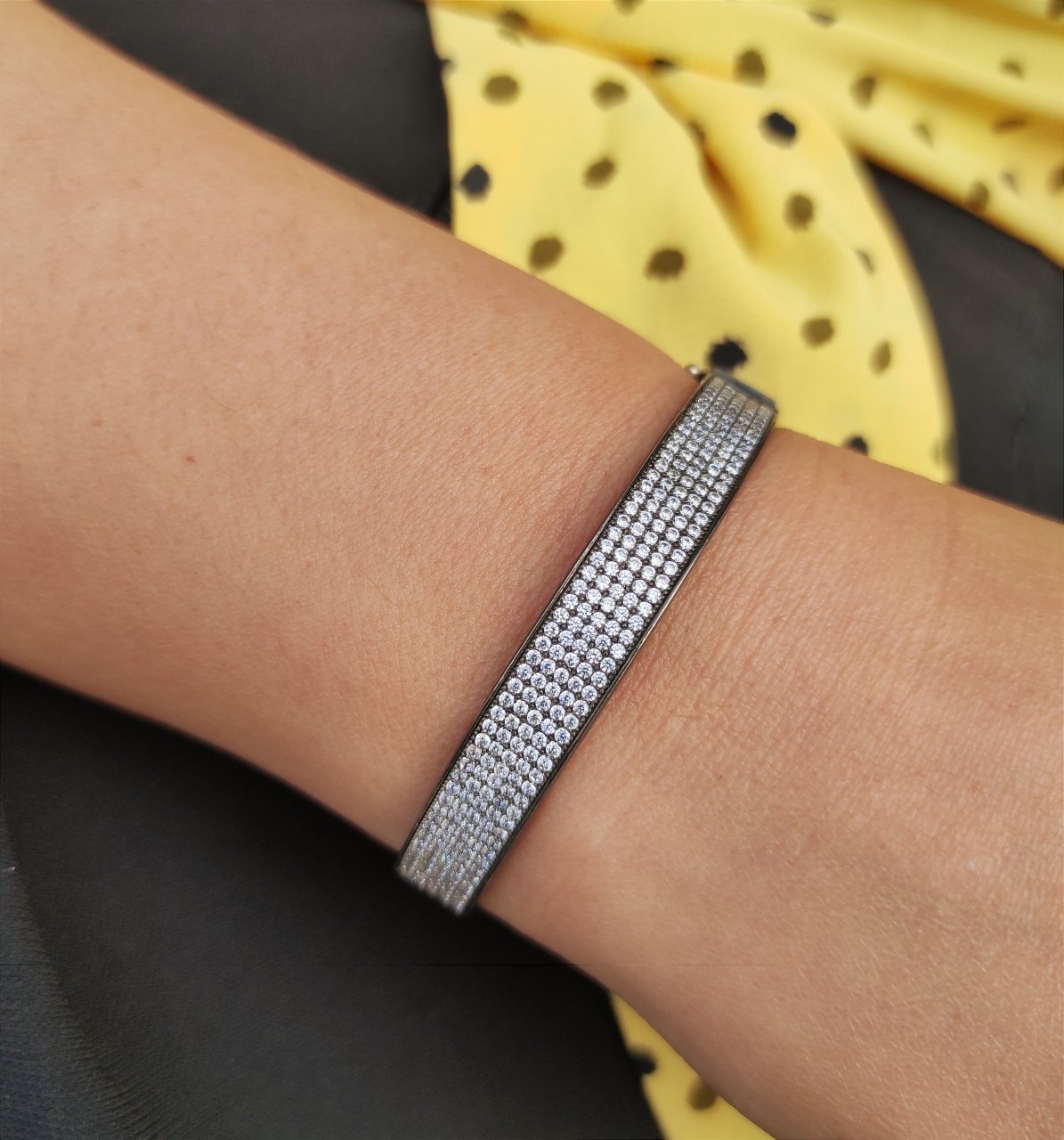 Swarovski Taşlı Altın rodajlı Gümüş Bilezik