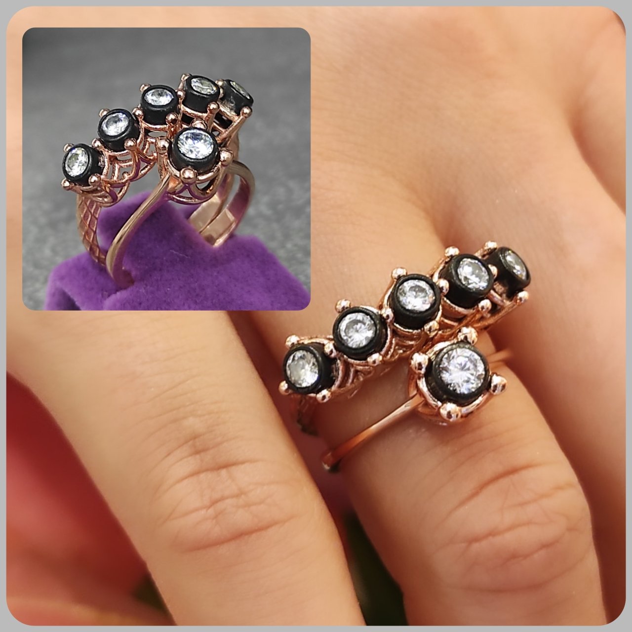 Elmas İşçiliği, Altın Kaplamalı Tek ve 5 Taş Yüzük Set