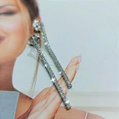 Swarovski Taşlı Altın Rodajlı Suyolu Küpe