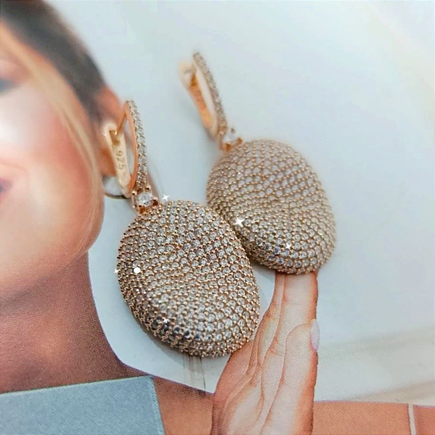 Swarovski Taşlı İthal Rose Gold Gümüş Küpe