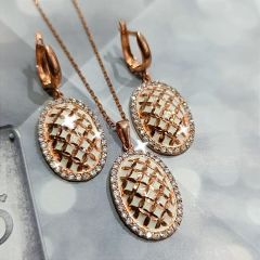 Sedef Mineli Rose İthal Gümüş Set