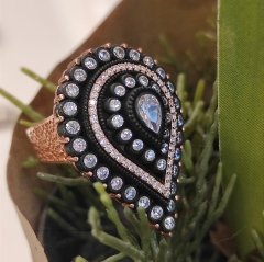 Elmas Monturlu, Altın Kaplamalı Damla Gümüş Yüzük