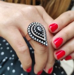 Elmas Monturlu, Altın Kaplamalı Damla Gümüş Yüzük