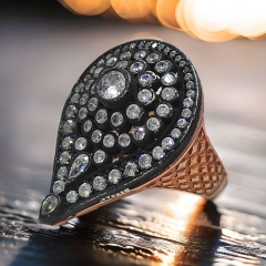 Elmas Monturlu, Altın Kaplamalı tasarım Gümüş Yüzük