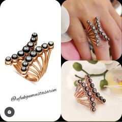 Elmas Monturlu, Altın Kaplamalı Tasarım Gümüş Yüzük