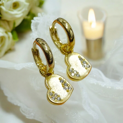 Kalp Model Gold Gümüş Halka Küpe