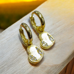 Kalp Model Gold Gümüş Halka Küpe