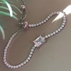 Zirkon Taşlı, Altın Kaplamalı Gümüş Bileklik