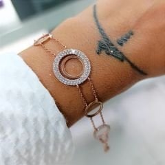 Zirkon Taşlı Rose İthal Gümüş Bileklik